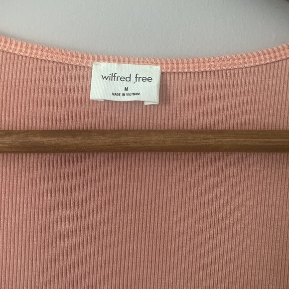 New Wilfred Free Only Tie-Front T-Shirt Cropped Short Sleeve Casual Pink Medium - Picture 4 of 9